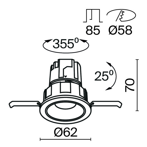 Встраиваемый светильник Technical DL057-7W3K-W