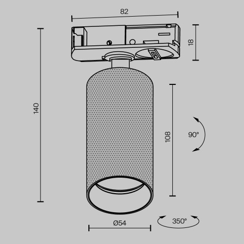 Трековый светильник Technical TR089-1-GU10-BB