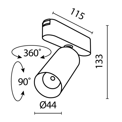 Трековый светильник Technical TR103-1-12W3K-M-B