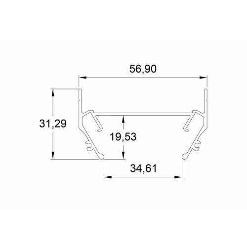 TR3050-AL Закладной профиль под шинопровод для натяжного потолка 2м