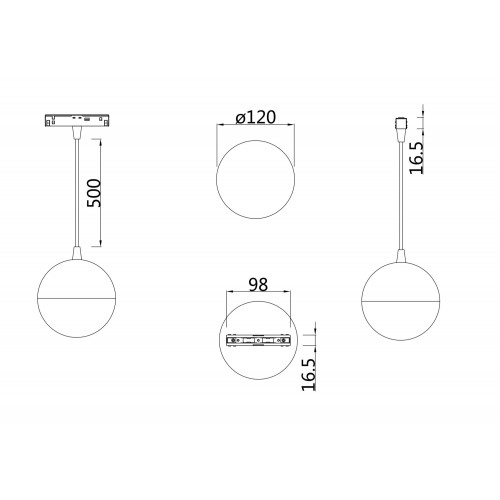 Трековый подвесной светильник Technical TR018-2-10W4K-B