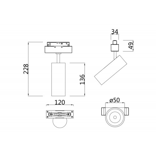 Трековый светильник Technical TR019-2-10W3K-W