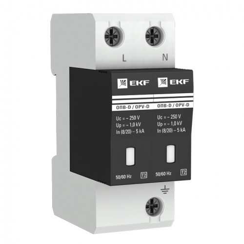 Ограничитель импульсных напряжений ОПВ-D/2P In 5кА 275В с сигн, EKF PROxima