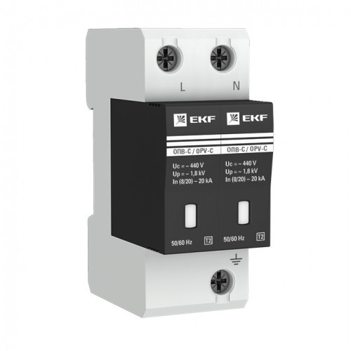 Ограничитель импульсных напряжений ОПВ-C/2P In 20кА 385В с сигн, EKF PROxima